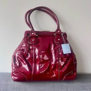 Liz Claiborne vintage NWT Red Leather Handbag satchel stunning showstopper